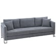 Pemberly Row Upholstered Fabric & Metal Sofa in Gray/Stainless Steel
