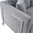 Pemberly Row Upholstered Fabric & Metal Sofa in Gray/Stainless Steel