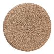 Pemberly Row Round Seagrass Rattan Ottoman Footstool in Natural Brown