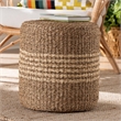 Pemberly Row Round Seagrass Rattan Ottoman Footstool in Natural Brown