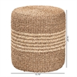 Pemberly Row Round Seagrass Rattan Ottoman Footstool in Natural Brown