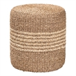 Pemberly Row Round Seagrass Rattan Ottoman Footstool in Natural Brown