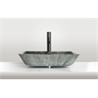 Pemberly Row Rectangular Tempered Glass Vessel Bathroom Sink in Green