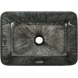 Pemberly Row Rectangular Tempered Glass Vessel Bathroom Sink in Green