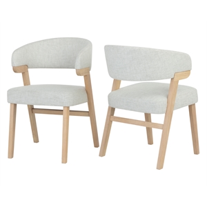 Pemberly Row 18.75&quot Fabric Dining Chair in Natural/Light Gray (Set of 2)