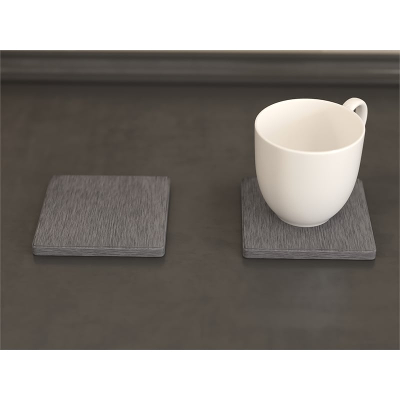 Pemberly Row Absorbent Square Diatomite Stone Coaster in Gray (Set of 4)