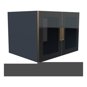 Pemberly Row 30&quot Wood Floating Vanity Base w/ Glass Facade in Matte Blue