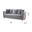 Pemberly Row Thick Velvet Fabric Upholstered Sofa Made With Wood in Gray