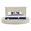 Pemberly Row Queen Tufted Upholstery Storage Bed made with Wood in Cream