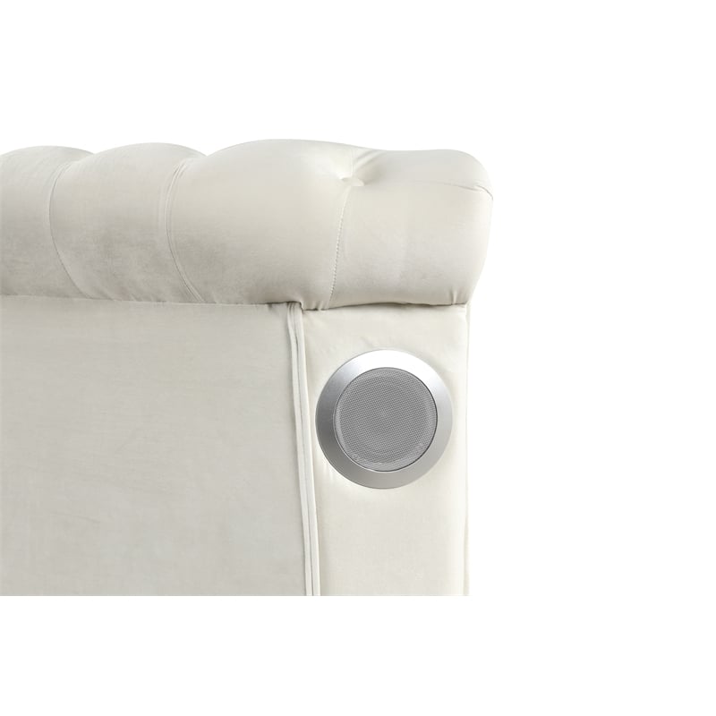 Pemberly Row Queen Tufted Upholstery Storage Bed made with Wood in Cream