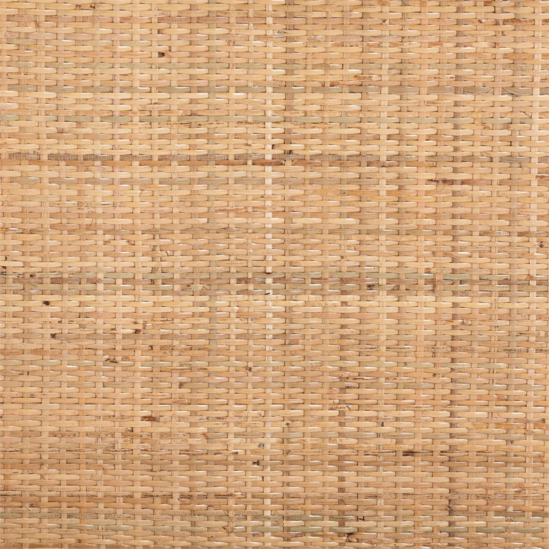 Pemberly Row Two-Tone Black and Natural Brown Rattan 2-Tier Kitchen Cart