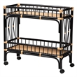 Pemberly Row Two-Tone Black and Natural Brown Rattan 2-Tier Kitchen Cart