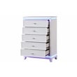 Pemberly Row Modern 5-Drawer Chest Made with Wood and LED in Milky White