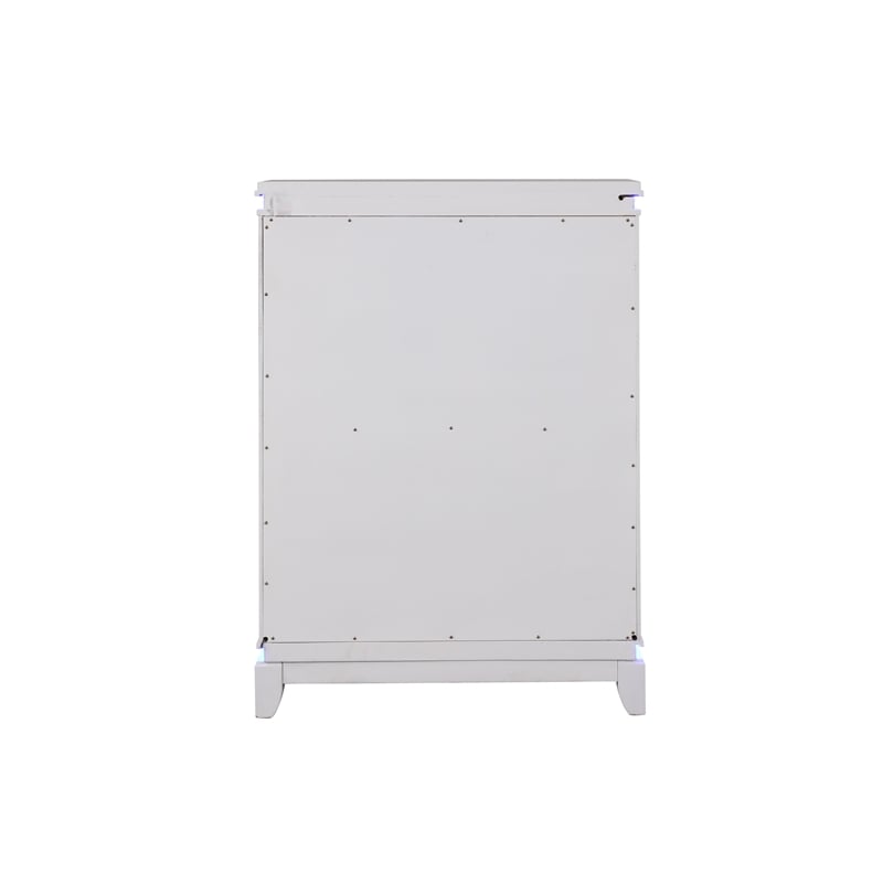 Pemberly Row Modern 5-Drawer Chest Made with Wood and LED in Milky White