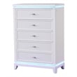 Pemberly Row Modern 5-Drawer Chest Made with Wood and LED in Milky White