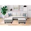 Pemberly Row L Shaped White Couch with Ottoman(Pillows Included) Microfiber