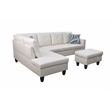 Pemberly Row L Shaped White Couch with Ottoman(Pillows Included) Microfiber