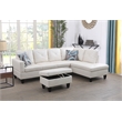 Pemberly Row L Shaped White Couch with Ottoman(Pillows Included) Microfiber