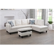 Pemberly Row L Shaped White Couch with Ottoman(Pillows Included) Microfiber