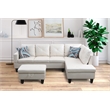 Pemberly Row L Shaped White Couch with Ottoman(Pillows Included) Microfiber