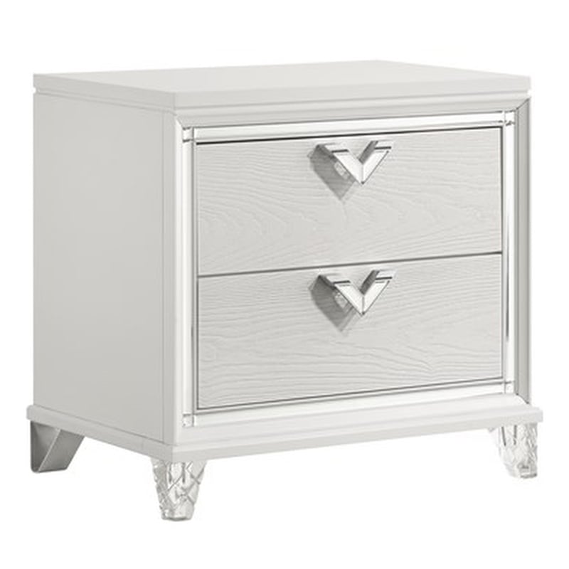 Pemberly Row Prism Modern 2-Drawer Nightstand Made with Wood in White Color