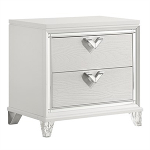 Pemberly Row Prism Modern 2-Drawer Nightstand Made with Wood in White Color