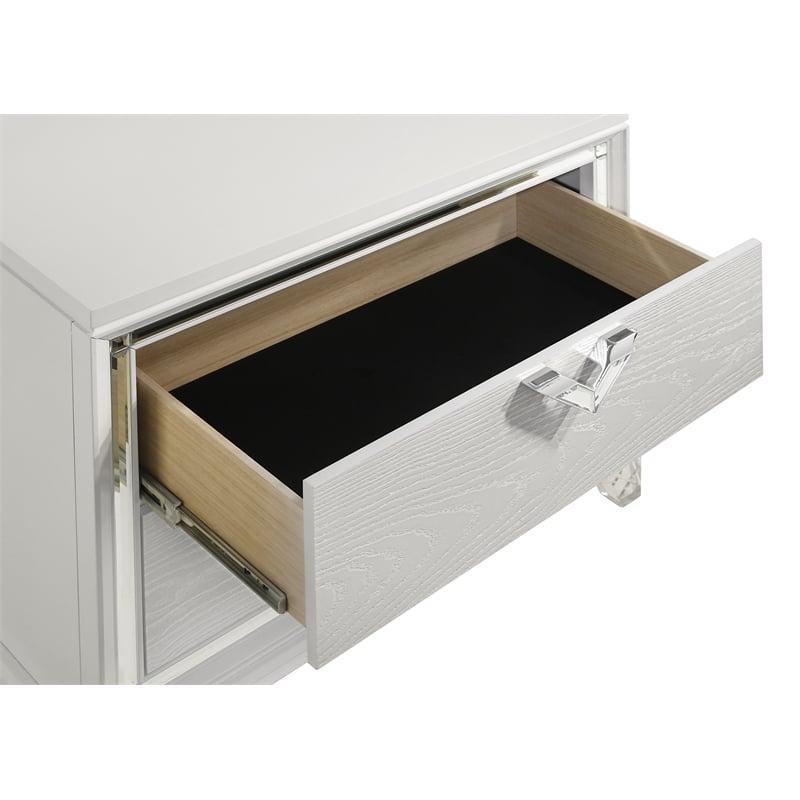 Pemberly Row Prism Modern 2-Drawer Nightstand Made with Wood in White Color