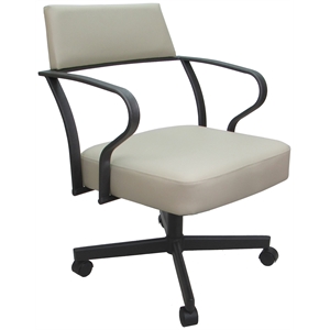 Pemberly Row Swivel Tilt Metal Dining Caster Chair - Ocean Beige - Gray Frame