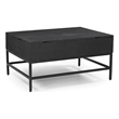 Pemberly Row Lift Top Storage Coffee Table with Natural Finish in Black Color