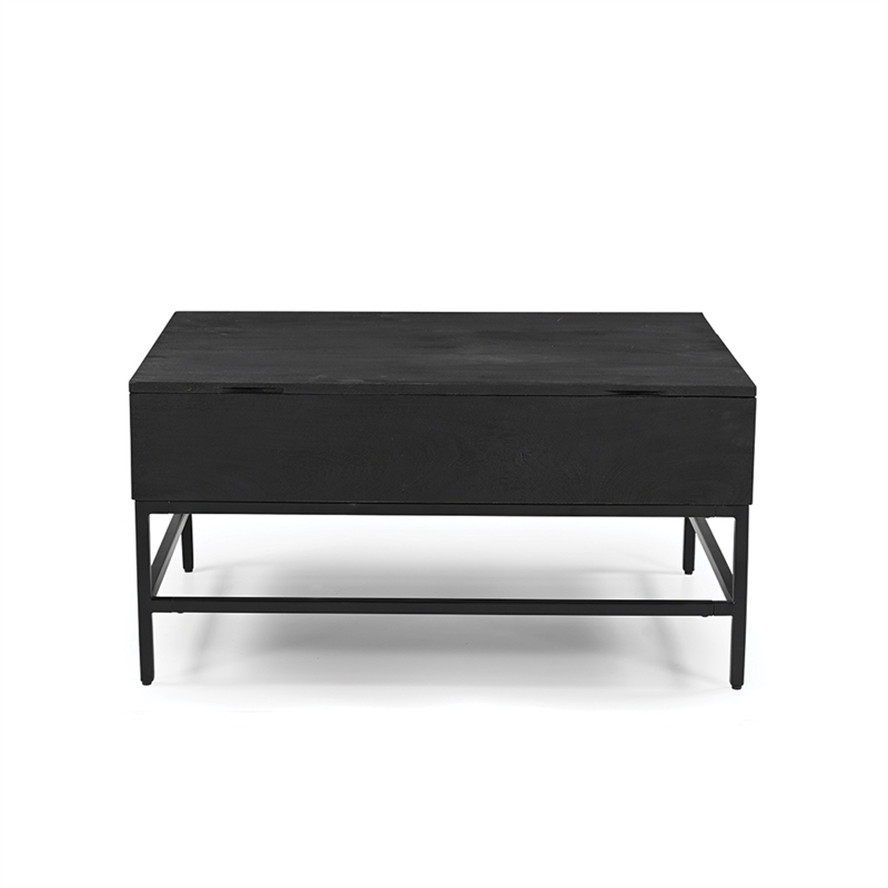 Pemberly Row Lift Top Storage Coffee Table with Natural Finish in Black Color