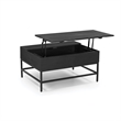 Pemberly Row Lift Top Storage Coffee Table with Natural Finish in Black Color