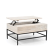 Pemberly Row Lift Top Storage Coffee Table with Natural Finish in White Color