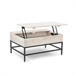 Pemberly Row Lift Top Storage Coffee Table with Natural Finish in White Color