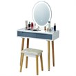 Pemberly Row Touch Screen 3 Lighting Modes Dressing/Makeup Vanity Set in Gray
