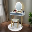 Pemberly Row Touch Screen 3 Lighting Modes Dressing/Makeup Vanity Set in Gray