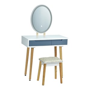 Pemberly Row Touch Screen 3 Lighting Modes Dressing/Makeup Vanity Set in Gray