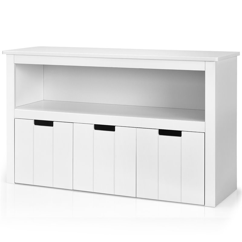 Pemberly Row 3-drawer Wood Kid Toy Storage Cabinet Chest with Wheels in White