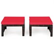 Pemberly Row Patio Rattan Ottomans/Footrests in Red Cushioned Seat (Set of 2)