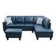Pemberly Row L Shaped Denim Couch w/ Storage Ottoman(Pillows Included)