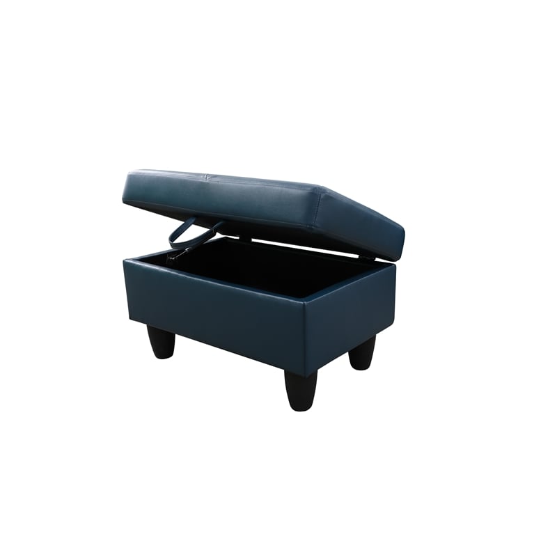 Pemberly Row L Shaped Denim Couch w/ Storage Ottoman(Pillows Included)