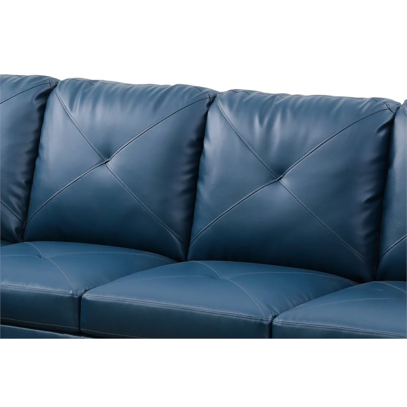 Pemberly Row L Shaped Denim Couch w/ Storage Ottoman(Pillows Included)