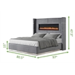 Pemberly Row Upholstery Wooden King Bed w/ Ambient lighting-Gray Velvet Finish