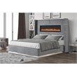 Pemberly Row Upholstery Wooden King Bed w/ Ambient lighting-Gray Velvet Finish