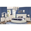 Pemberly Row Queen 4 Pc Tufted Upholstery Vanity Bedroom Set Made w/ Wood-Cream