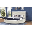 Pemberly Row Queen 5 Pc Tufted Upholstery Vanity Bedroom Set Made w/ Wood-Cream