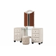 Pemberly Row Queen 5 Pc Tufted Upholstery Vanity Bedroom Set Made w/ Wood-Cream