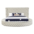 Pemberly Row Queen 5 Pc Tufted Upholstery Vanity Bedroom Set Made w/ Wood-Cream