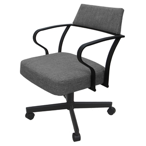 Pemberly Row Swivel Tilt Metal Dining Caster Chair-Mojave Gray fabric-Gray frame