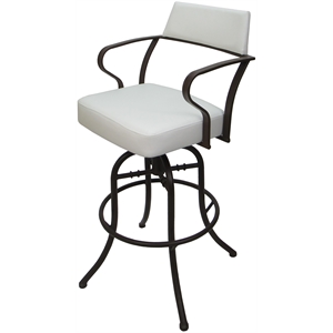 Pemberly Row Swivel Tilt Bar 30&quot Metal Bar Stool - White Vinyl - Brown Frame