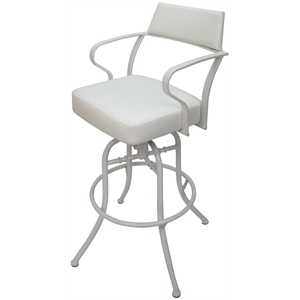 Pemberly Row Swivel Tilt Bar 30&quot Metal Bar Stool - White Vinyl - White Frame